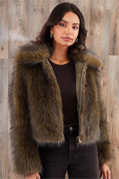 Пальто из искусственного меха на молнии артикул 152719740