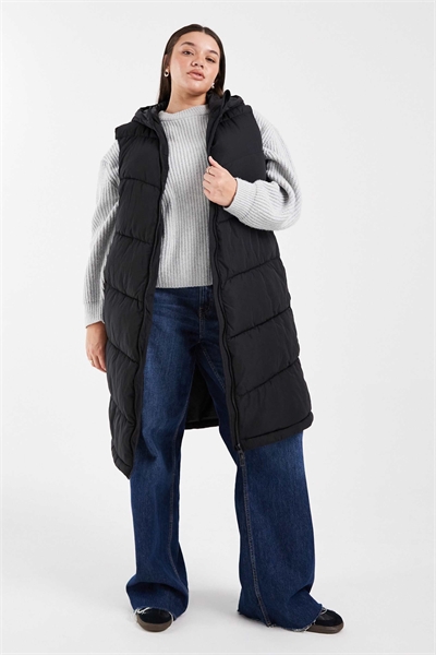 Длинный жилет с набивкой черного цвета артикул 147625461