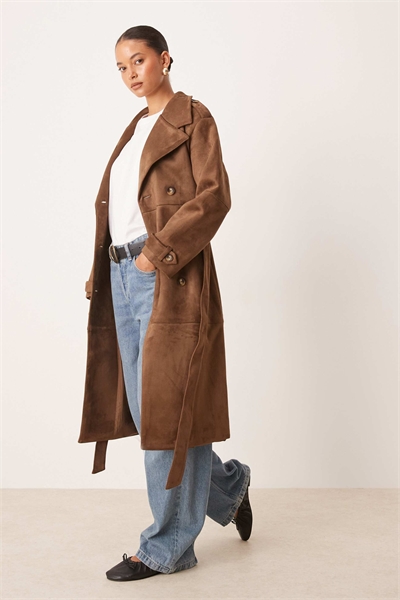 Тренч из искусственной замши артикул 149868207