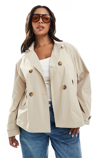 Короткий тренч бежевого цвета артикул 140661291