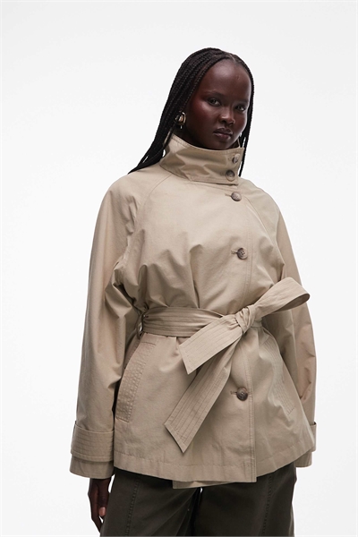 Тренч с воротником-воронкой, галстуком и поясом артикул 151220488