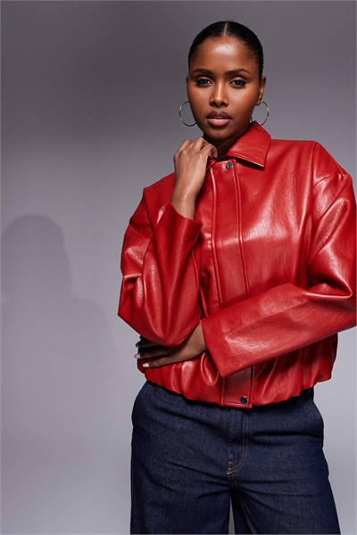 Бомбер с воротником из искусственной кожи артикул 155527563