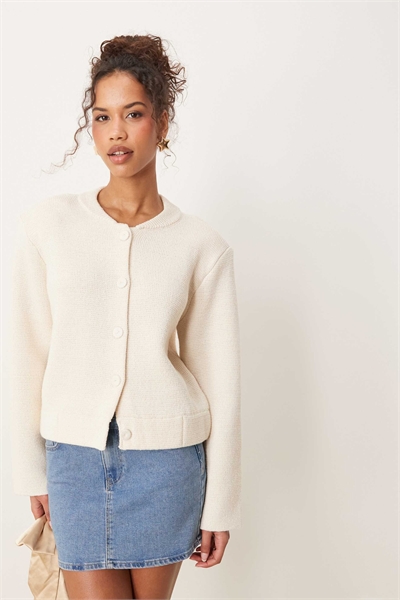 Вязаная бомбер-куртка с пуговицами артикул 141662717