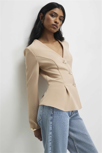 Пиджак с длинными рукавами и складками артикул 156194444