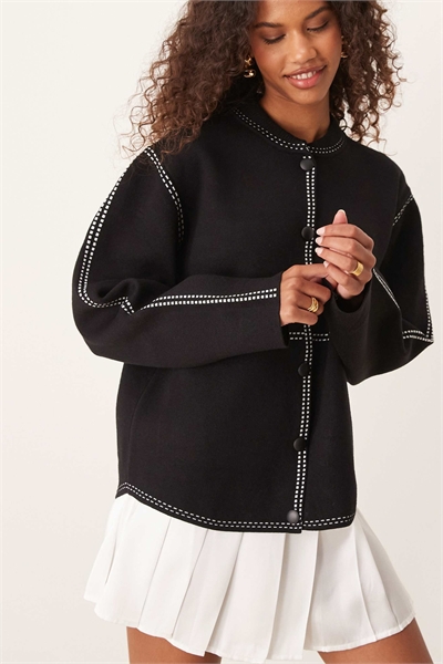 Вязаная куртка-бомбер с контрастной вязкой артикул 136965383