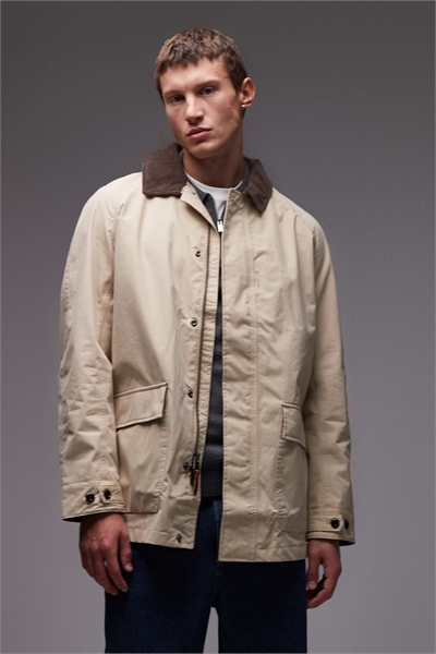 Промытое пальто в стиле «барн» с воротником из вельвета артикул 148892000