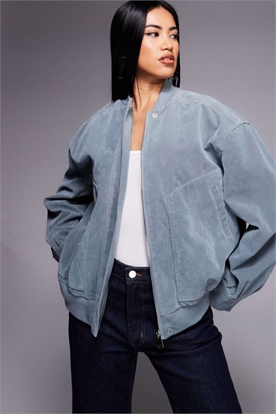 Эксклюзивная куртка-бомбер из искусственной замши артикул 150234376