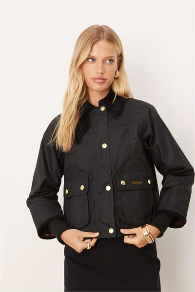 Укороченная куртка Beadnell из вощеной ткани, черная/классическая артикул 149963319