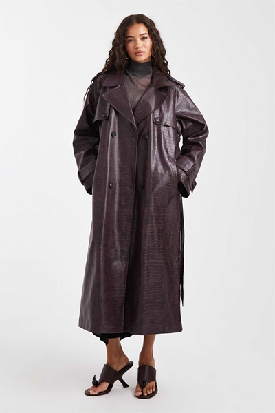 Тренч из искусственной кожи с эффектом «трещин» артикул 143217583