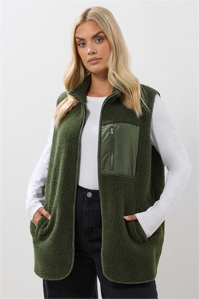 Жилет Borg с карманами на молнии, зеленый артикул 154017433