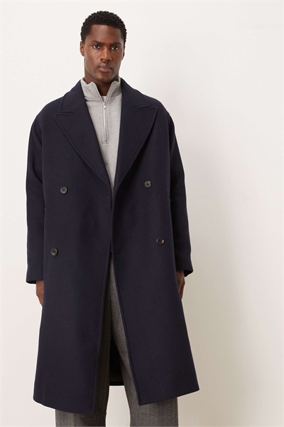 Шерстяное пальто темно-синего цвета артикул 148603617