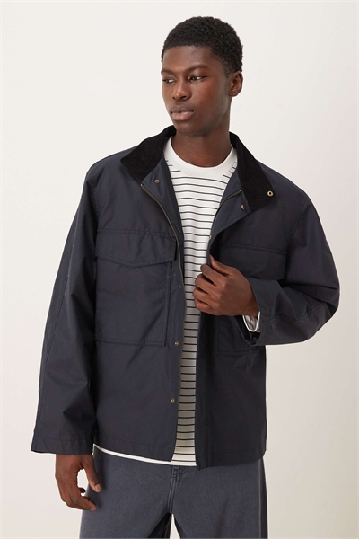 100% хлопок, вощеная куртка прямого кроя, темно-синего цвета артикул 147380422