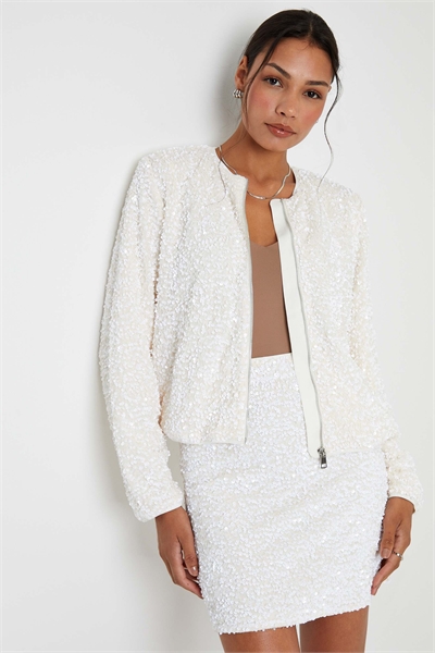 Бомбер с пайетками на молнии артикул 152718578