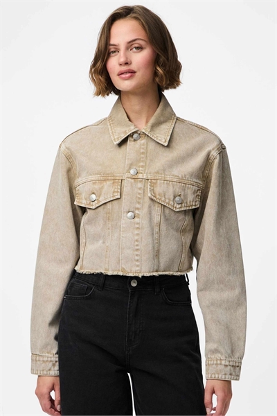 Джинсовая куртка цвета песка артикул 152811091