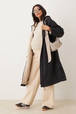 ASOS DESIGN Долгий дождевик для беременных с флисовой подкладкой артикул 147702177