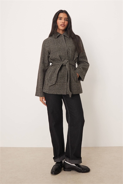 Жилет с завязками на талии в темную клетку артикул 143724743