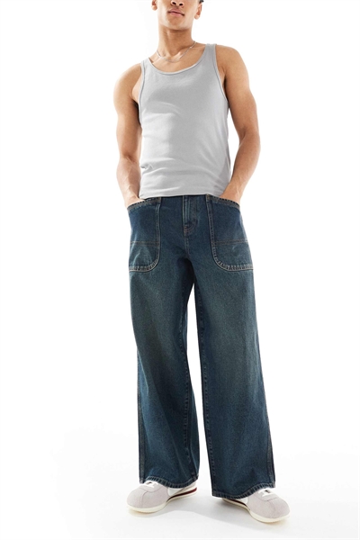 Джинсы свободного кроя ASOS DESISN с зеленоватым оттенком артикул 140662813