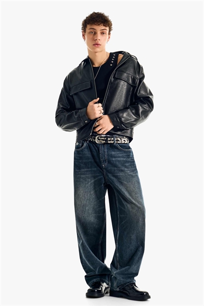 Длинные джинсы свободного кроя с вышивкой артикул 156179221