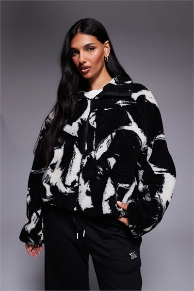 Уличное флисовое пальто из ткани «борг» с принтом по всей поверхности артикул 149954355