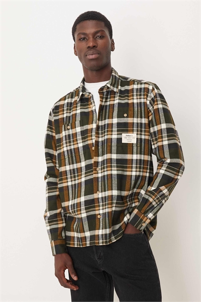 Расслабленная рубашка в клетку Hanley оливкового цвета - MGREEN артикул 150171311