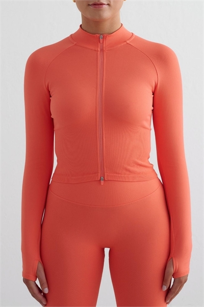 Бесшовная куртка с молнией мандаринового цвета артикул 150759102
