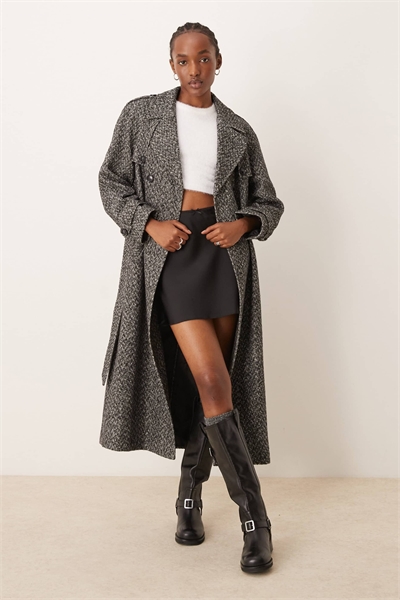 Тренч с поясом в клетку «елочка» артикул 134859391