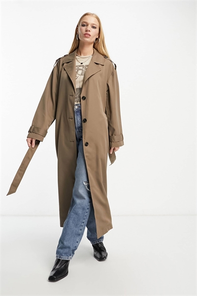 Длинный плащ цвета мокко артикул 123619972