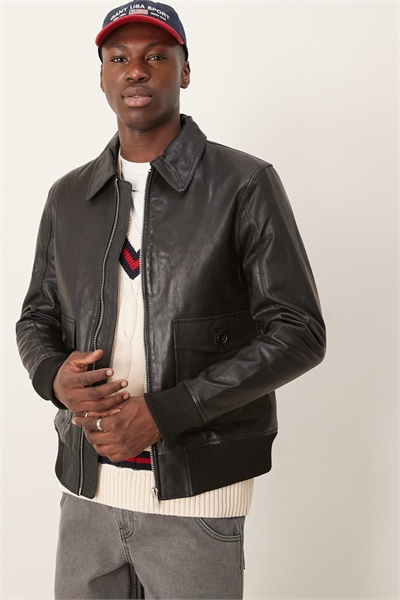 Бомбер «Харрингтон» с карманами из натуральной кожи от Barneys Originals артикул 143365267