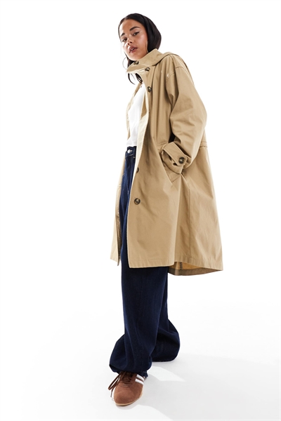 Тренч с капюшоном, обработанный в стиле «ваш» артикул 143358039