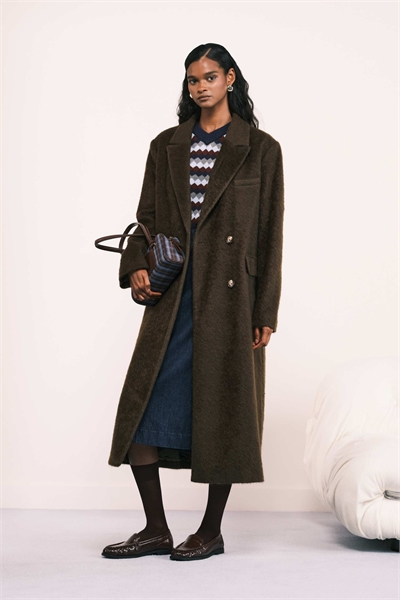 Пальто-пальто в стиле «папа» свободного кроя с ворсованной отделкой артикул 142043010