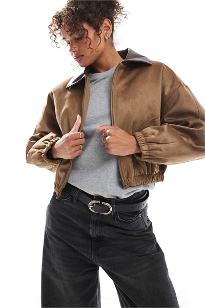 Куртка-бомбер из искусственной замши артикул 142512716