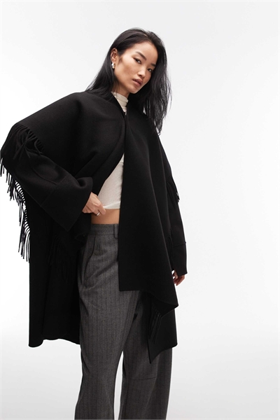 Длинная куртка с высоким содержанием шерсти и съемным шарфом артикул 153786912