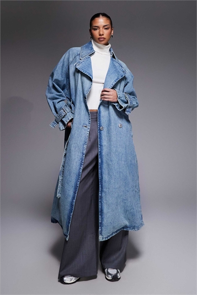 Длинный джинсовый тренч артикул 145392801