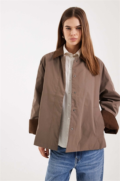 Куртка-барн с воротником из шнурка коричневого цвета артикул 148658798