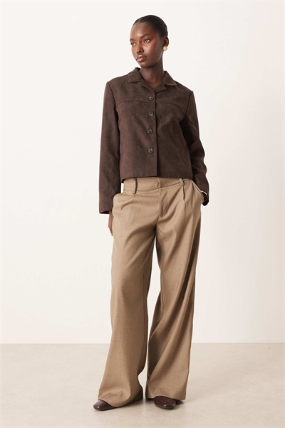 Куртка из искусственной замши шоколадно-коричневого цвета артикул 149831560