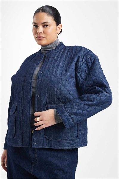 Стеганая джинсовая куртка темно-синего цвета артикул 152860101