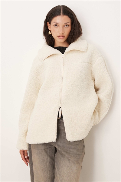 Куртка-шакет с застежкой-молнией и накладными карманами кремового цвета артикул 149633750