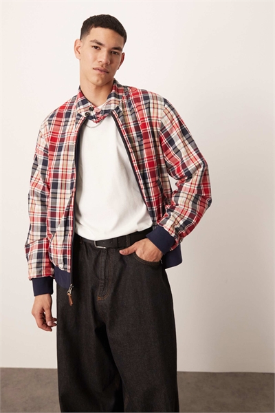 Двусторонняя куртка с чек-узором/гладкая куртка Харрингтон темно-синего цвета артикул 141004748