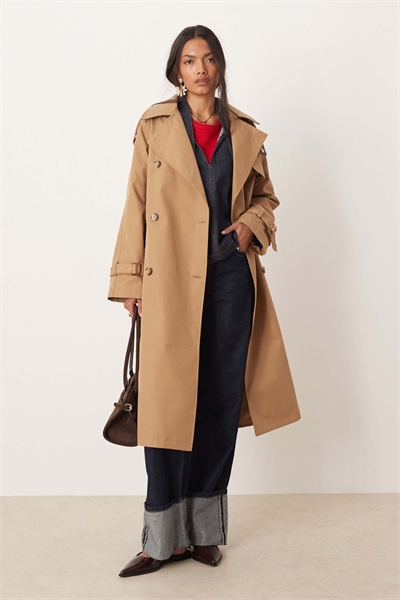 Макси-тренч цвета верблюжьего меха артикул 150985812