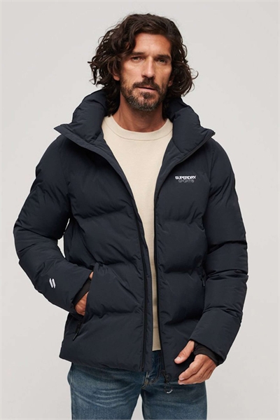 Куртка-пуховик с капюшоном и прямоугольным кроем, цвет «эклипс-нави» артикул 134847380