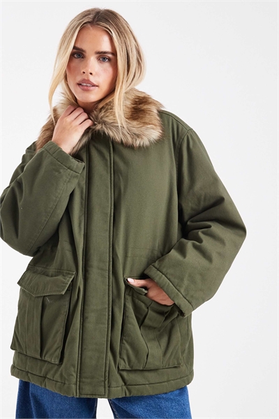 Парка с воротником из искусственного меха артикул 147828032