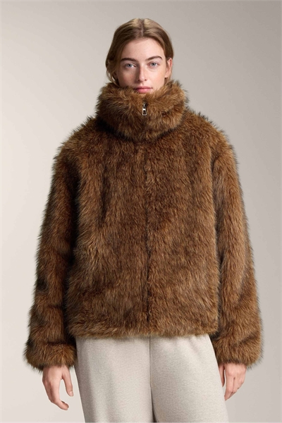 Куртка из искусственного меха в цвете «крот» артикул 154327995