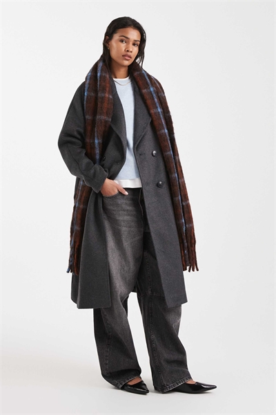 Оверсайз-пальто из шерстяной смеси темно-серого меланжевого цвета артикул 150666009