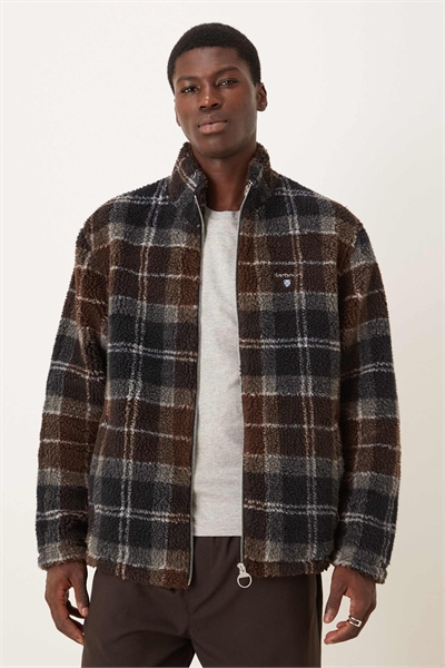 Флисовая кофта на молнии с тартановым узором цвета «полуночный дуб» — DGREEN артикул 150171266