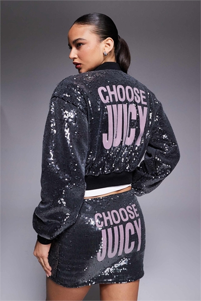 Бомбер с логотипом, пайетками и застежкой-молнией артикул 153280538