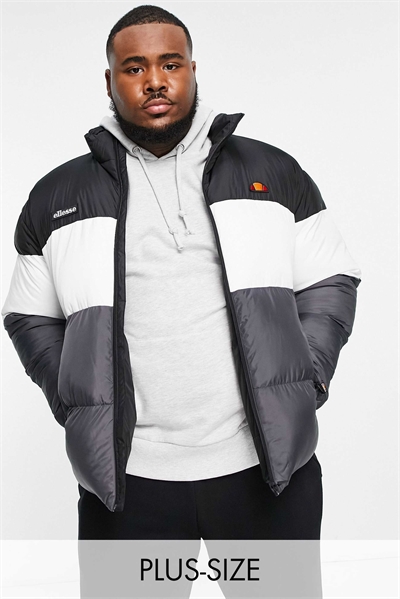 Плюс цветная куртка-пуховик в сером и черном цветах артикул 105818724