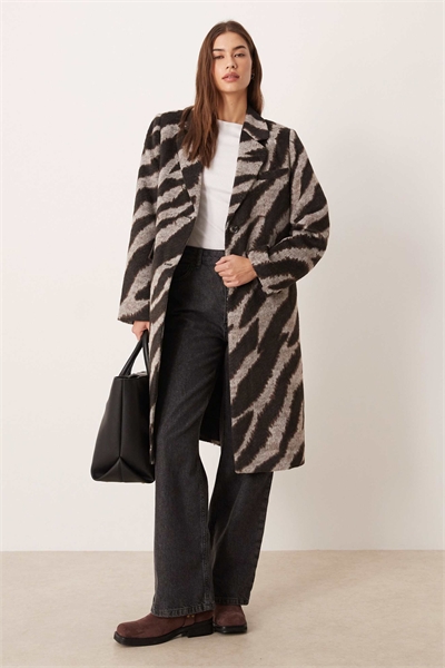 Официальное пальто с зебра-принтом черного и кремового цветов артикул 150938482