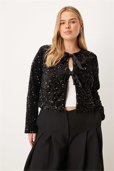 Жакет New Look Curve из бархата с пайетками, черный артикул 152230048