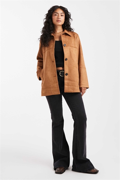 Куртка-тракер из искусственной замши, цвет: светло-коричневый артикул 147620268