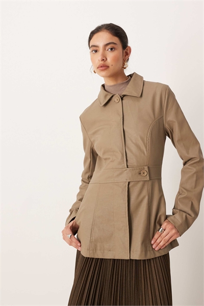 Пальто из искусственной кожи с пуговицами Riku артикул 152624259